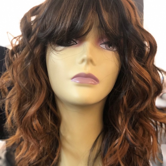 Copper brown wavy wig cheap cute wig